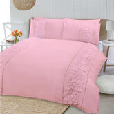 8 Pcs Dyed Smokey Pink Bed Sheet Set with Quilt, Pillow and Cushions Covers